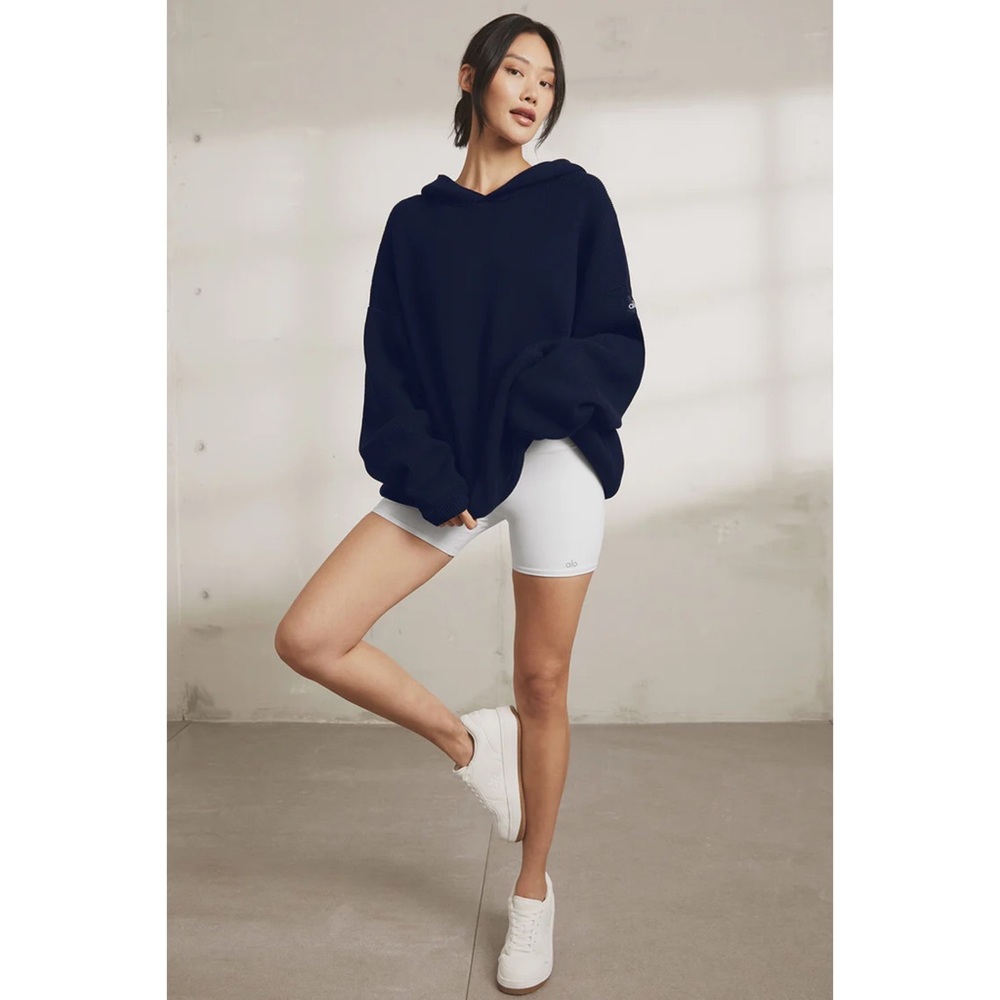 Alo Yoga Scholar Hooded Sweater Navy Small - Picture 5 of 15